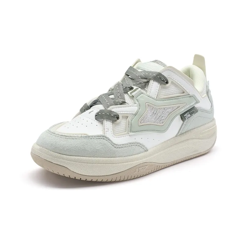XTEP Kailang CTR Anti-Slip Wear-Resistant Low-Top Skateboard Shoes Women's White Green-2