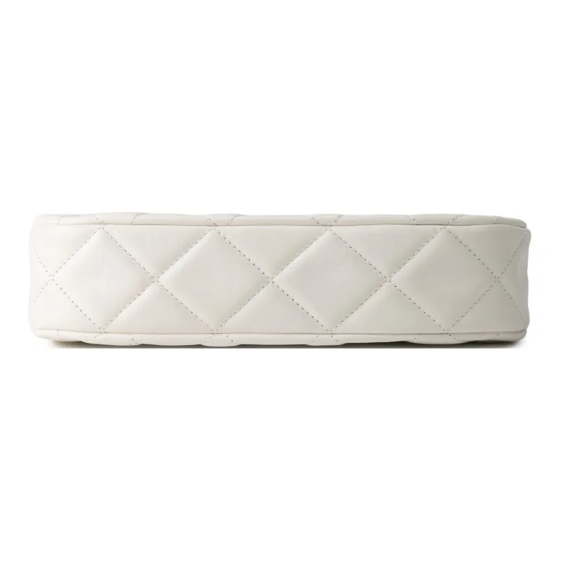 CHANEL Cow Leather Shoulder Bag, Hobo Bag, Handbag Women's White-3