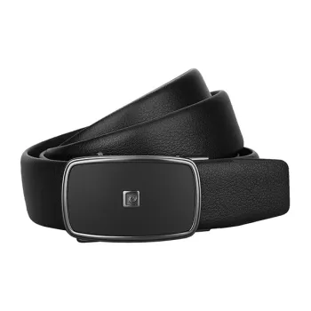 PIERRE CARDIN Stainless Steel Buckle Belt Men's Black 3.5cm