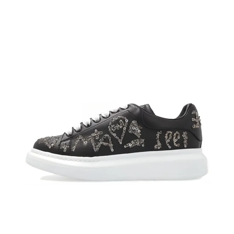 Alexander McQueen Oversized Sneaker Low-Top Stylish Skateboarding Shoes Women's Black-0
