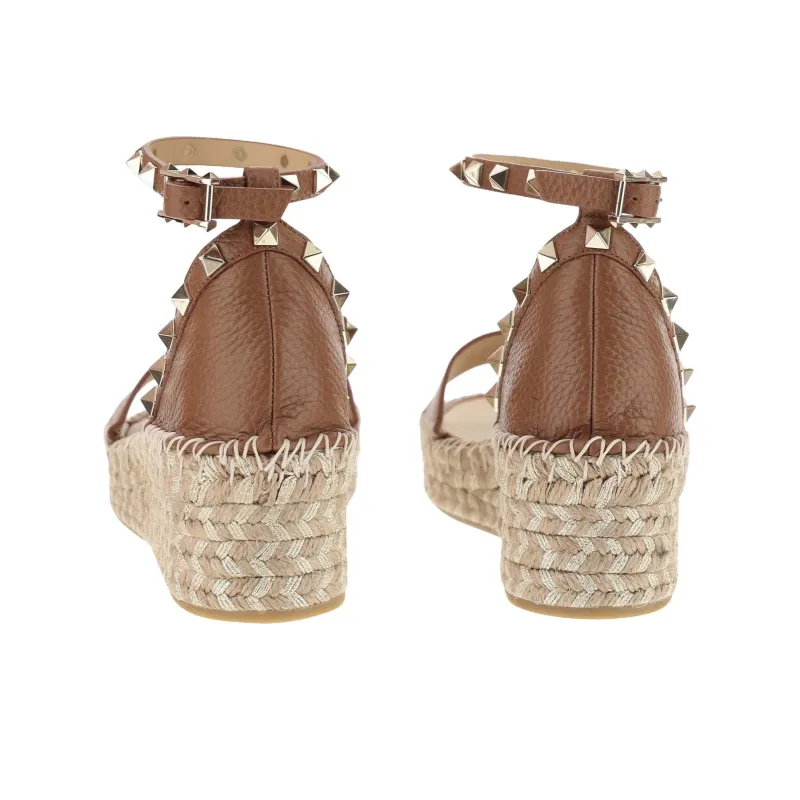 Valentino Rockstud One Strap Sandals Women's Brown-4