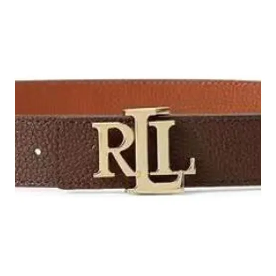 Polo Ralph Lauren Logo Decoration Leather Belts Men's Brown Width 3.2CM-1
