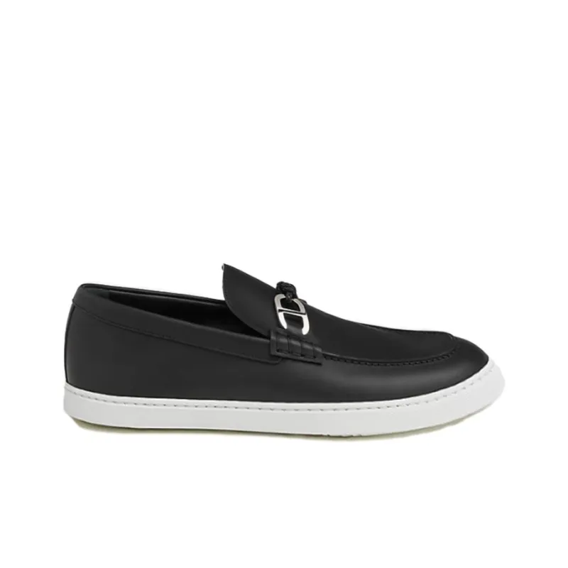 HERMES Chaine D'Ancre Loafers Men's Black-1