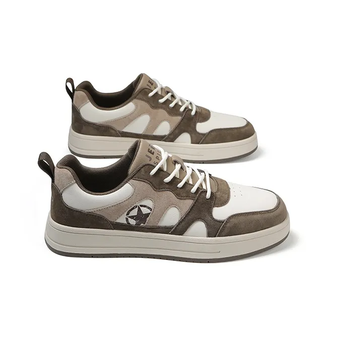 JEEP SPIRIT Anti-Slip Wear-Resistant Lightweight Breathable Low-Top Skateboard Shoes Men's Light Sandy-5