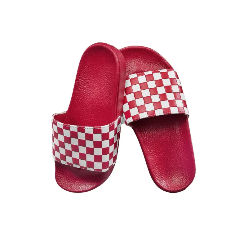 Vans Slip-Resistant Abrasion-Resistant Slide Slippers Women's Red White-2
