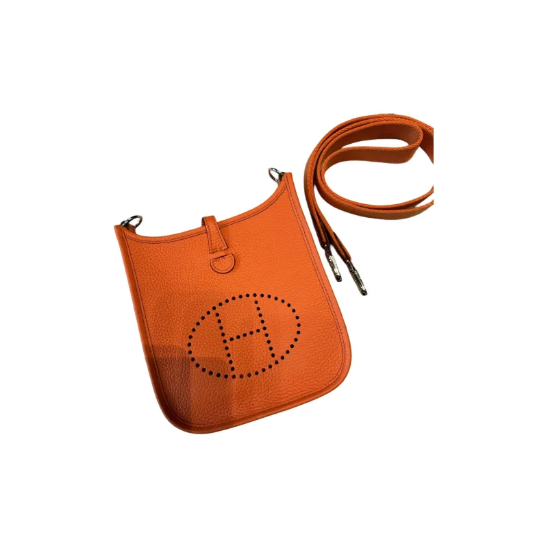 HERMES Evelyne Clemence Leather Shoulder Bag Crossbody Bag Mini Unisex Lead Dan Orange-1