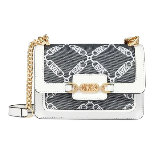 MICHAEL KORS Heather Artificial Leather With Textile Shoulder Bag, Crossbody Bag Extra Small Women's White & Black