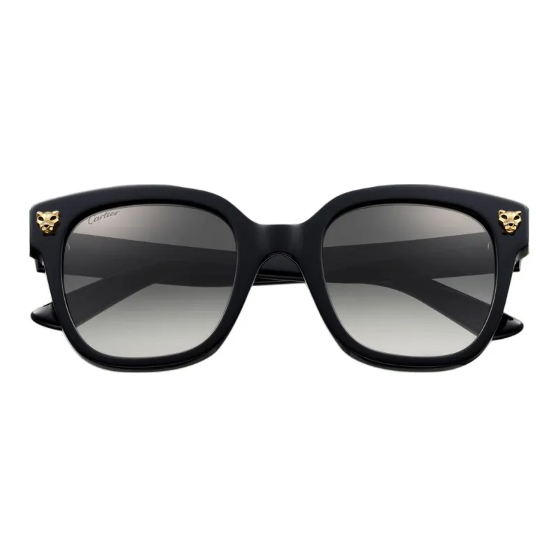 CARTIER Plate Frame Square Sunglasses Unisex Black-1