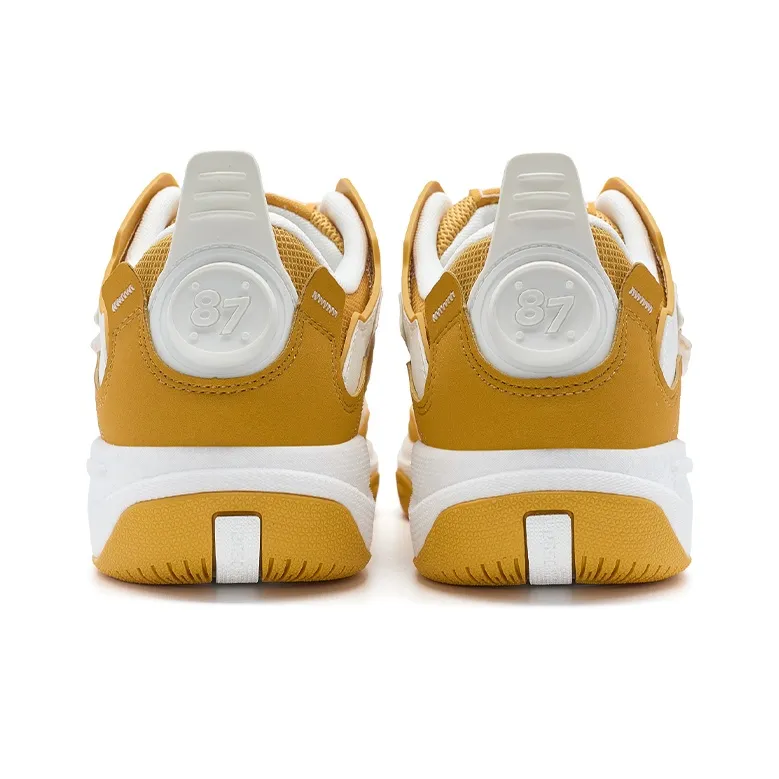 XTEP Anti-Slip Wear-Resistant Low-Top Skateboard Shoes Men's Licorice Yellow Sail White-3