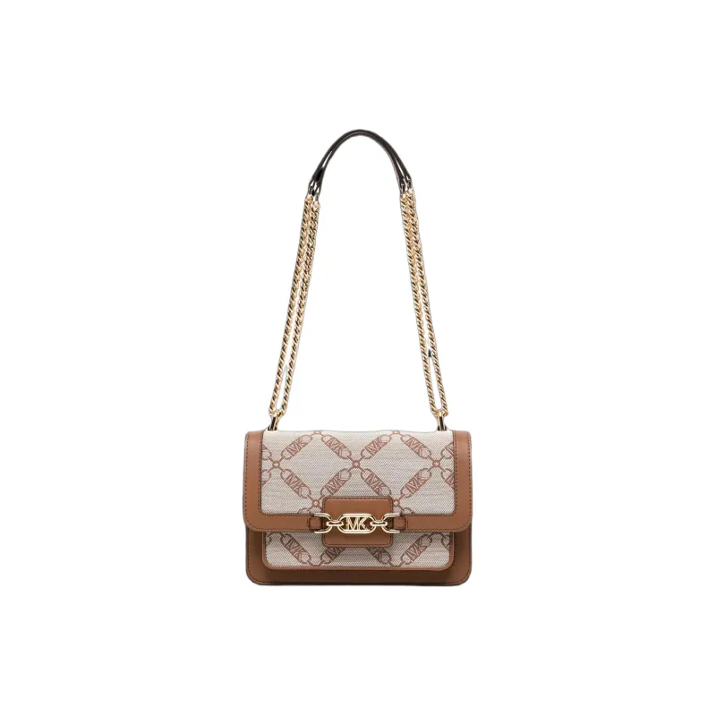 MICHAEL KORS Heather Jacquard Shoulder Bag, Crossbody Bag Tubas Women's Cow Leather Brown-3