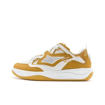 XTEP Kailang CTR Cushioning Wear Resistant Low Top Skateboard Shoes Women's Licorice Yellow Sail White