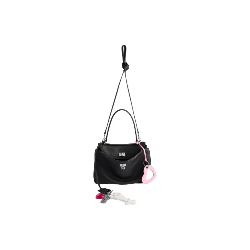 Balenciaga Cow Leather One Shoulder Handbag Small Size Unisex Black-4