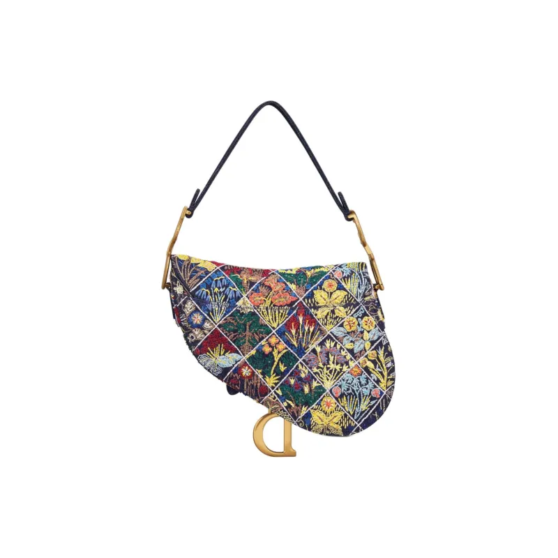 DIOR Saddle Denim Saddle Bag Shoulder Bag Crossbody Bag Handbag Women's Multicolor-2