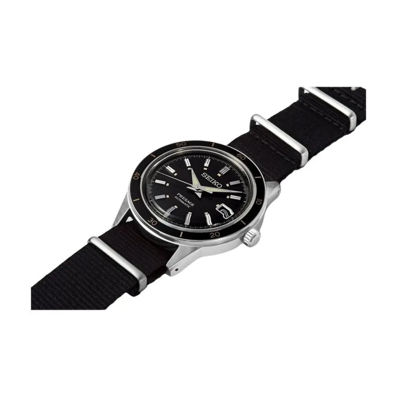 SEIKO Presage Series Automatic Mechanical Movement Nylon Strap Watch Men's Watches Black Dial SRPG09J1-1