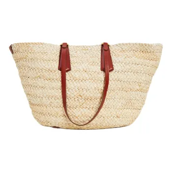 MaxMara Straw Woven Bucket Bag, Shoulder Bag Women's Yellow Tobacco