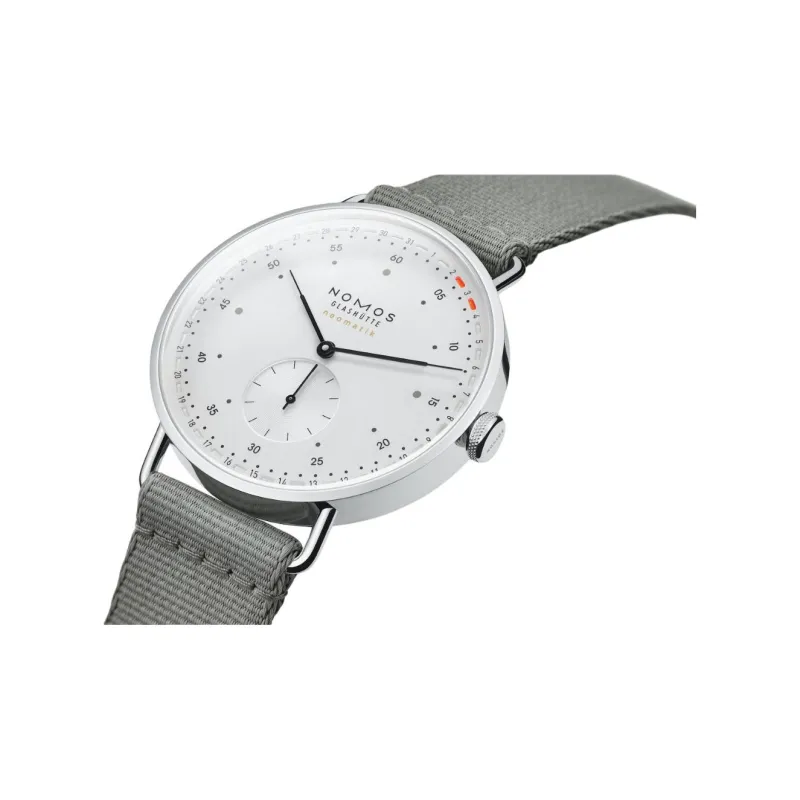 NOMOS METRO Collection Automatic Mechanical Movement Men's Watches Watch White Dial Stainless Steel Case Fabric Strap-1