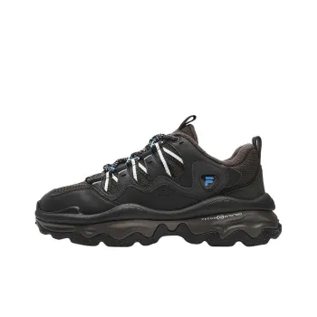 FILA Fusion Cushioned Wear Resistant Breathable Low Top Casual Shoes Men's Black Fleece Lined