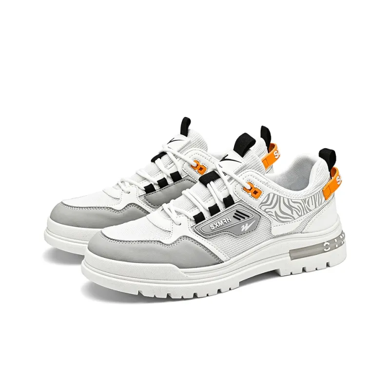 Binary Cushioning Wear Resistant Breathable Moisture Wicking Lightweight Rebound Low Top Casual Shoes Men's Gray White-3