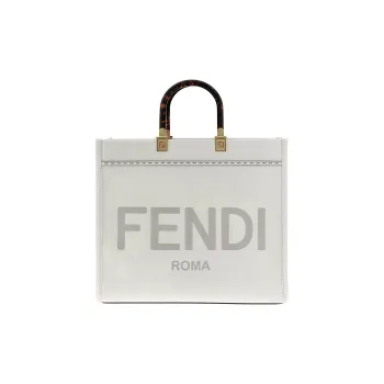 FENDI Calfskin One Shoulder Handbags Large Size Women's White