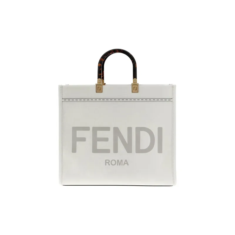 FENDI Calfskin One Shoulder Handbag Tubas Women's White-0