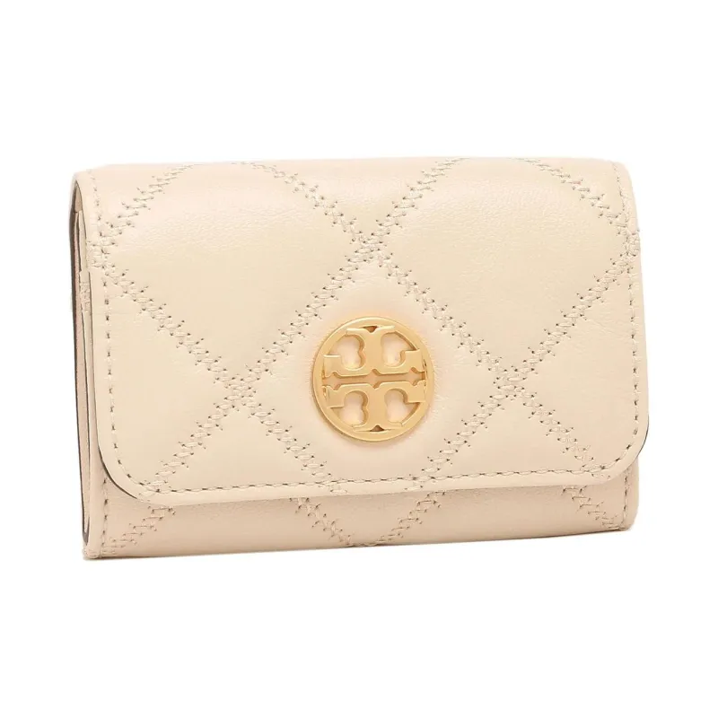 TORY BURCH TB-Willa Leather Wallet Women's Cheese White Color-4