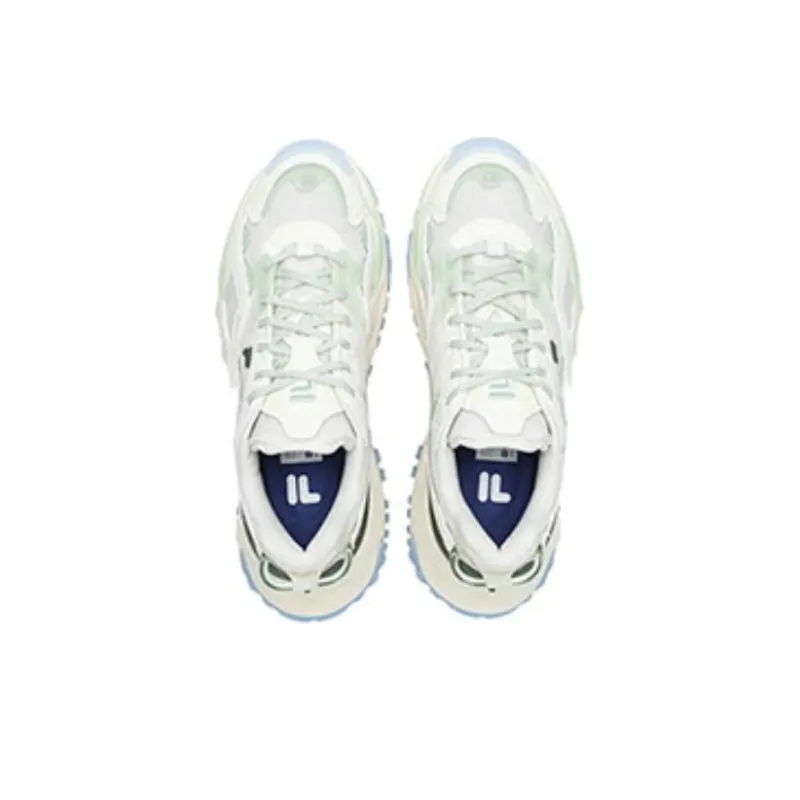 FILA FUSION BIANCO Cushioned Wear Resistant Waterproof And Breathable Low Top Chunky Sneakers Women's White Green-3