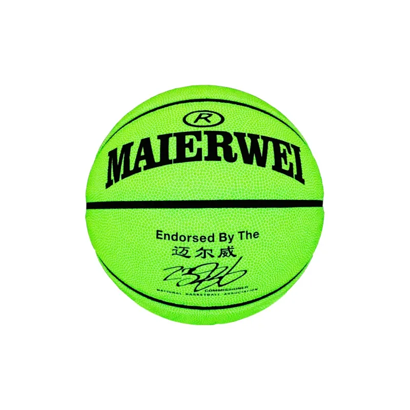 Melway PU Basketball Neon Yellow Size 7 Glow in The Dark Illumination Unisex-1