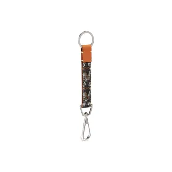 GOYARD Canvas With Calfskin Keychain Bag Accessory Unisex Brown & Black