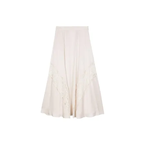 LORENA ANTONIAZZI Lace-detail Satin Midi Skirt