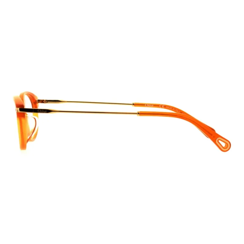 Chloe Plastic Metal Oval Eyeglass Frames Women's Orange-3