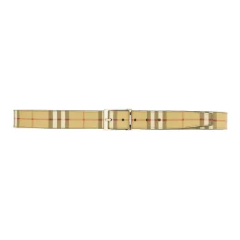 Burberry Micro Label Design, Pin Buckle Leather Belts Men's Beige Width 3.5CM