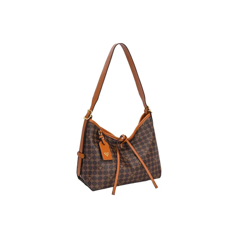 LUCKY DIAMOND PVC Shoulder Bag Regular Women's Coffee/Khaki-1