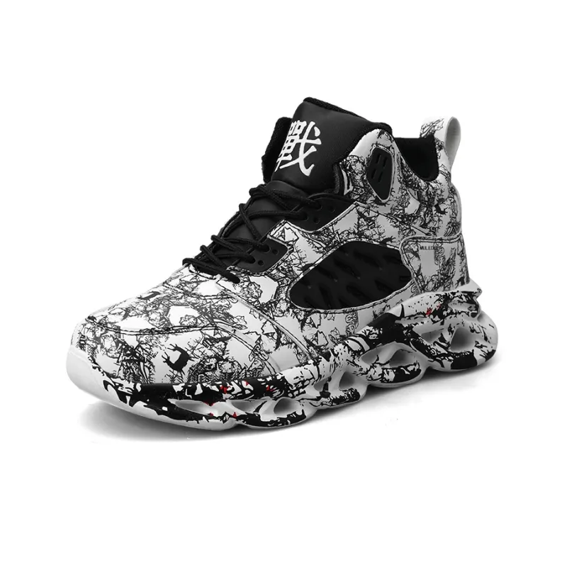 Black tailed Deer Slip Resistant And Breathable High Top Basketball Shoes Men's-1