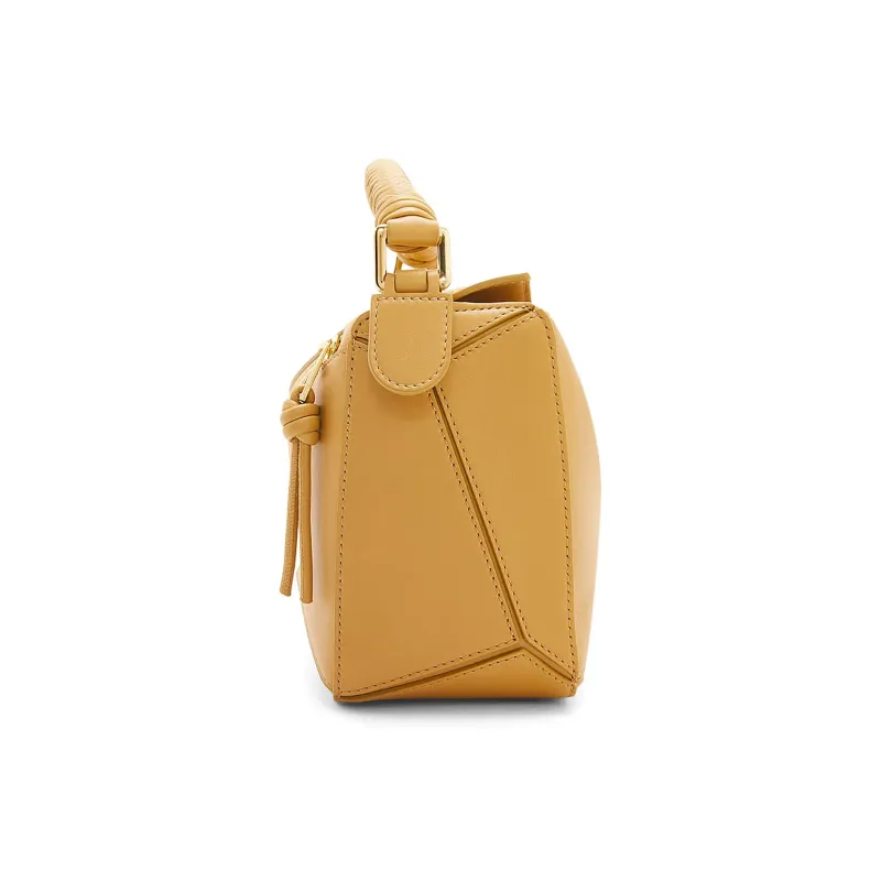LOEWE Puzzle Soft Cow Leather Handbag Shoulder Bag Crossbody Bag Small Size Women's Desert Yellow-4