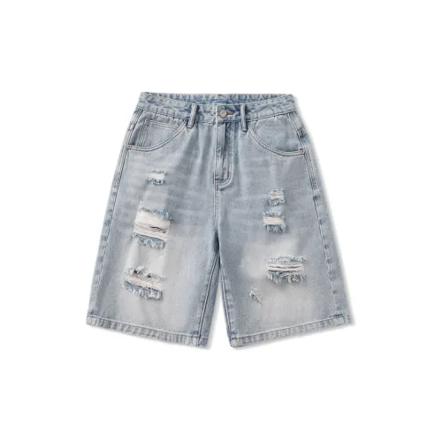 Tonlion Denim Shorts Men Light Blue