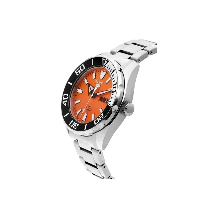 SEIKO Mechanical Movement Stainless Steel Strap Watch Men's Watches Orange Watch Dial SRPC55J1-2