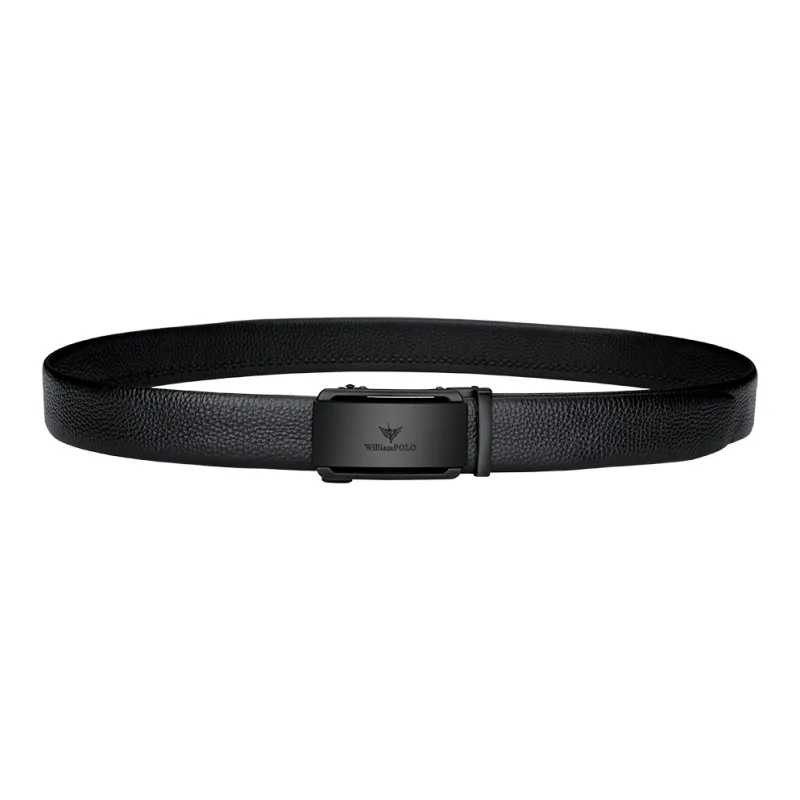 WilliamPOLO Top Grain Cow Leather Leather Belts Men's Gunmetal 3.5cm Width-6