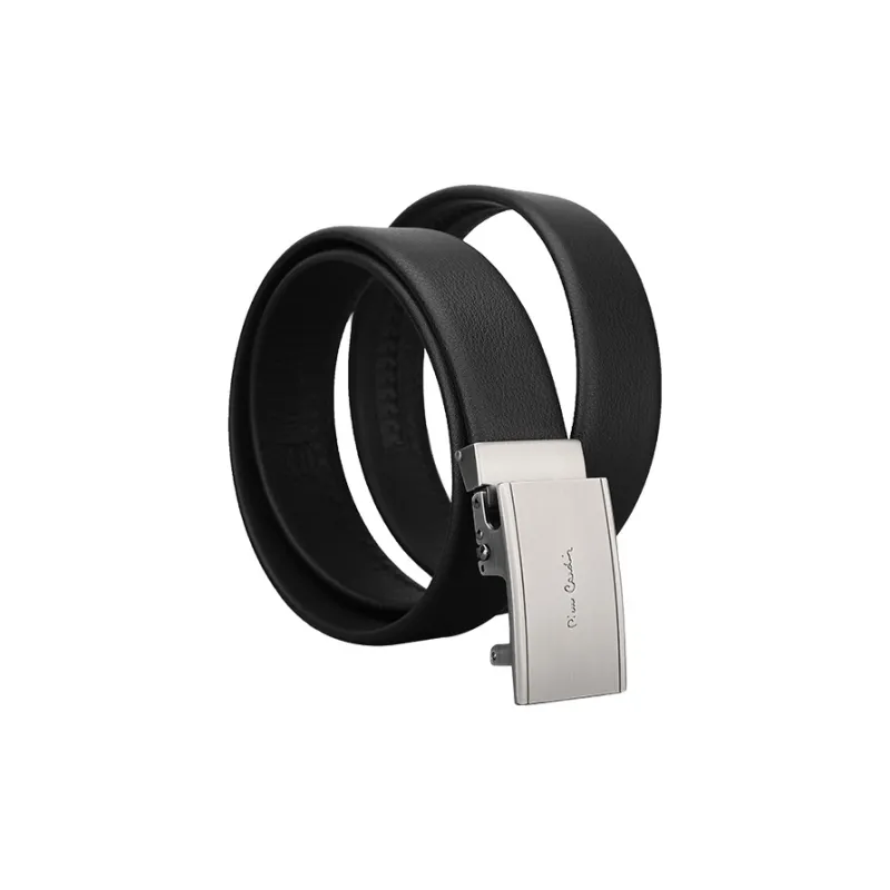 PIERRE CARDIN Men's New Arrival Business Automatic Buckle Genuine Cow Leather Men's Pant Belt Men's Black-2