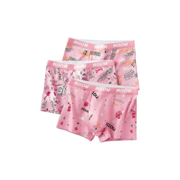 MIIOW Underpants Niche Fashion Design Sensation, Skin Friendly Comfortable Soft Versatile Men's 3 Pack Tough Guy Pink