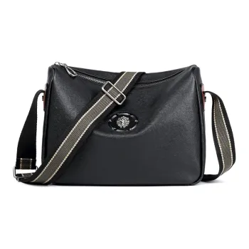 Old Man's Head Top Grain Cow Leather Shoulder Bag Crossbody Bag Regular Men's Black
