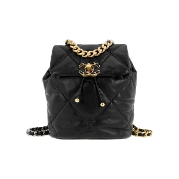 CHANEL 19Bag Sheepskin Backpack Mini Women's Black