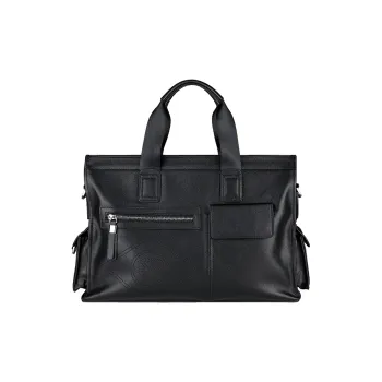 Old Man's Head Cow Leather Briefcases Men's Black
