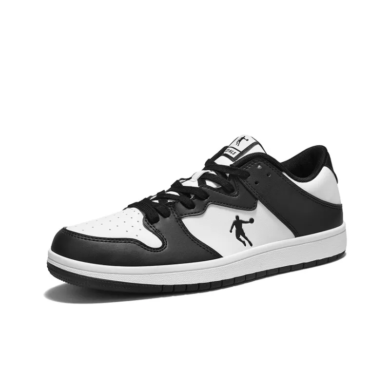 QIAODAN Slip Resistant Coverage Low Top Skateboard Shoes Men's Black White-2