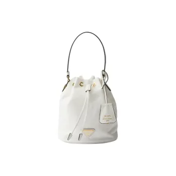 PRADA Re-EditionRe-Nylon Fabric With Leather Bucket Bags Shoulder Bag Crossbody Bag Handbag Mini Women's White