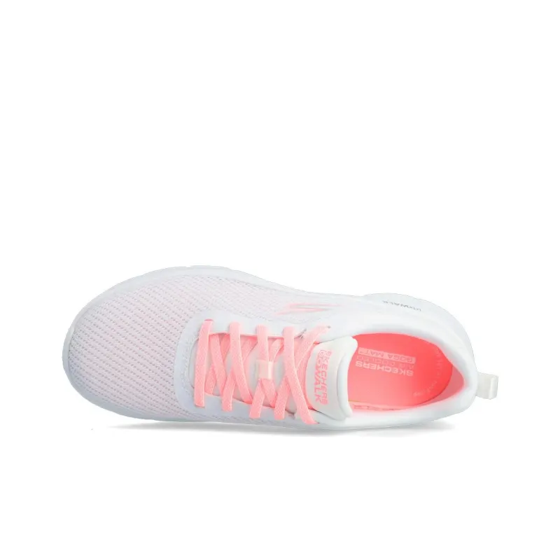 Skechers Go Walk Fle Wear Resistant Low Top Casual Shoes Women's White Pink-2