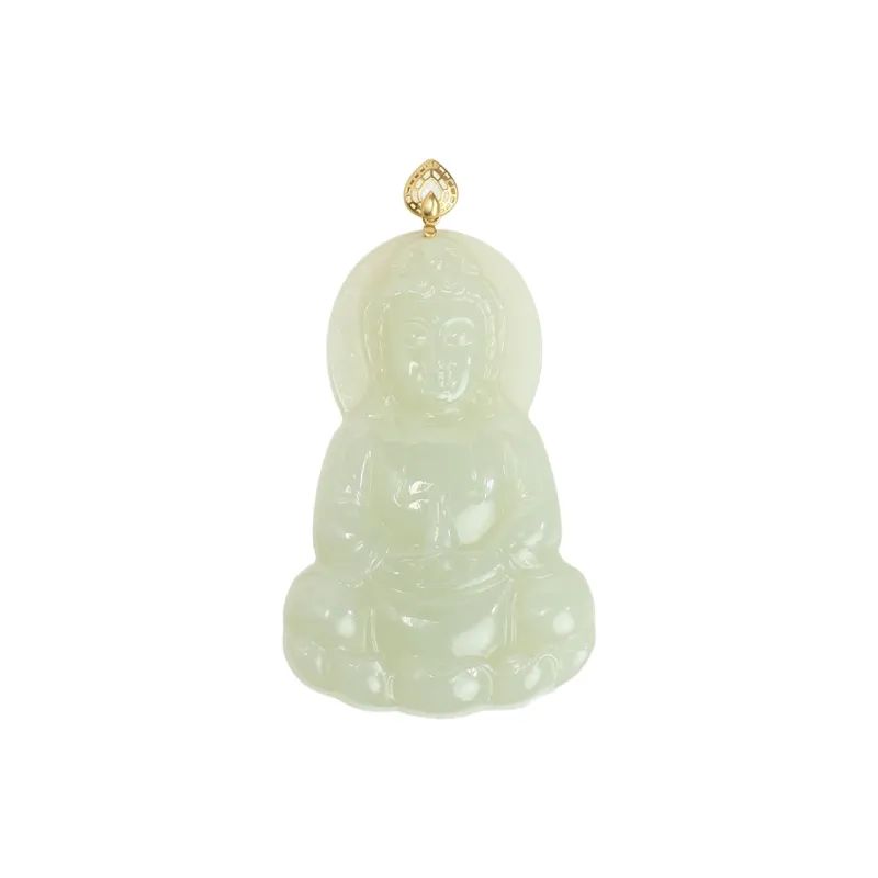 Qingjing Hetian Jade Pendants Unisex Pale Greenish White Jade-0
