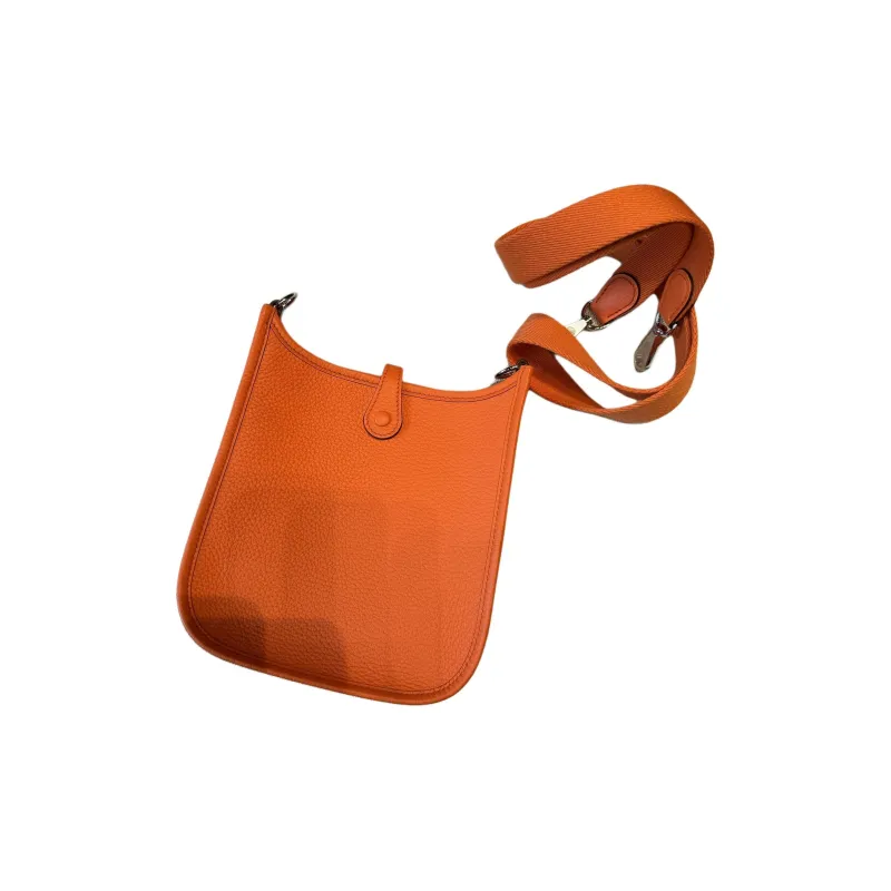 HERMES Evelyne Clemence Leather Shoulder Bag Crossbody Bag Mini Unisex Lead Dan Orange-2