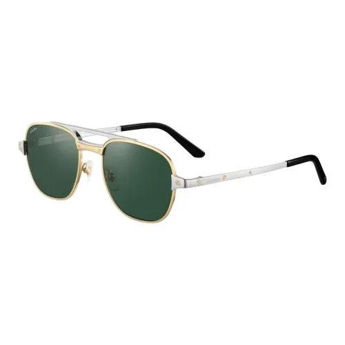 CARTIER Metal Gold Plated Platinum Plated Aviator Sunglasses Men's Silver