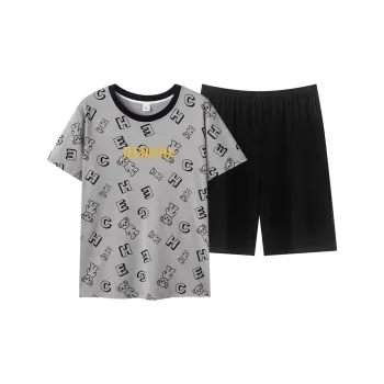 Huggy Kissy Pajama Set Men's Gray