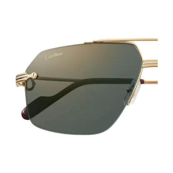 CARTIER Metal Gold Plated Aviator Sunglasses Unisex Gold-2